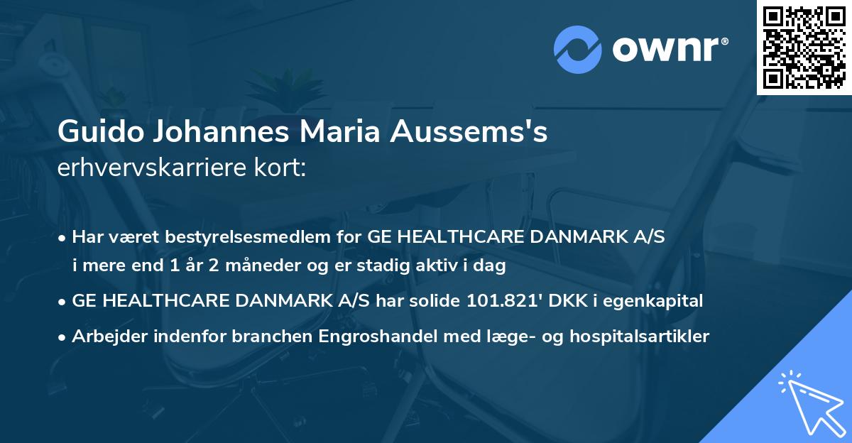 Guido Johannes Maria Aussems's erhvervskarriere kort