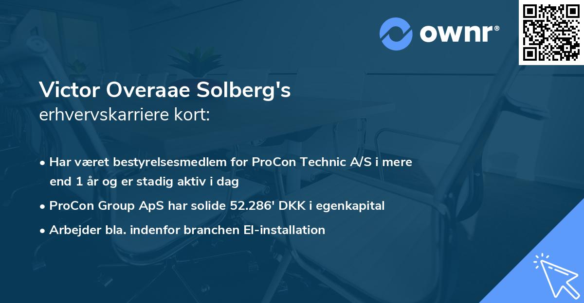 Victor Overaae Solberg's erhvervskarriere kort