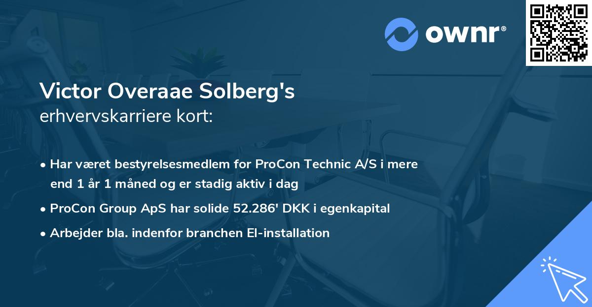 Victor Overaae Solberg's erhvervskarriere kort