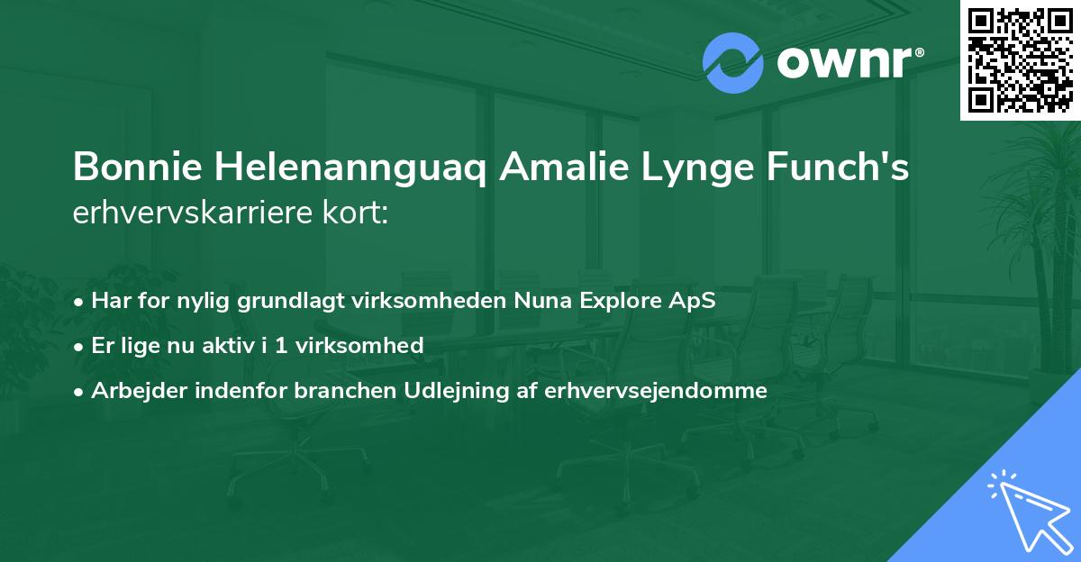 Bonnie Helenannguaq Amalie Lynge Funch's erhvervskarriere kort