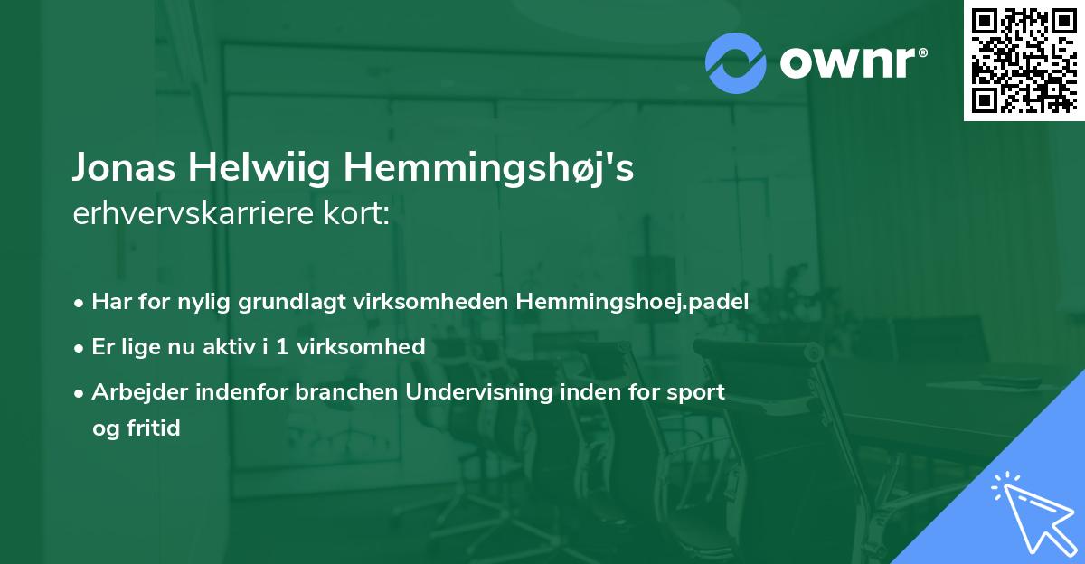 Jonas Helwiig Hemmingshøj's erhvervskarriere kort