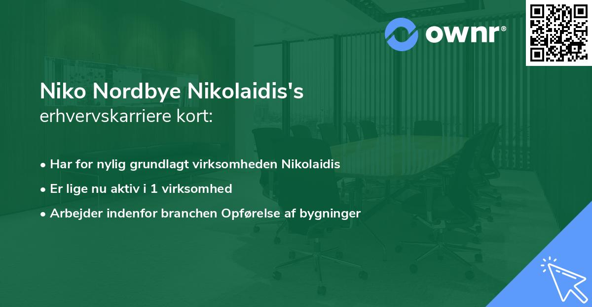 Niko Nordbye Nikolaidis's erhvervskarriere kort