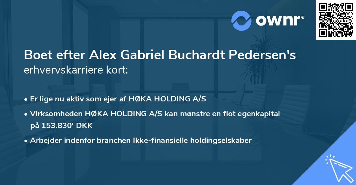 Boet efter Alex Gabriel Buchardt Pedersen's erhvervskarriere kort