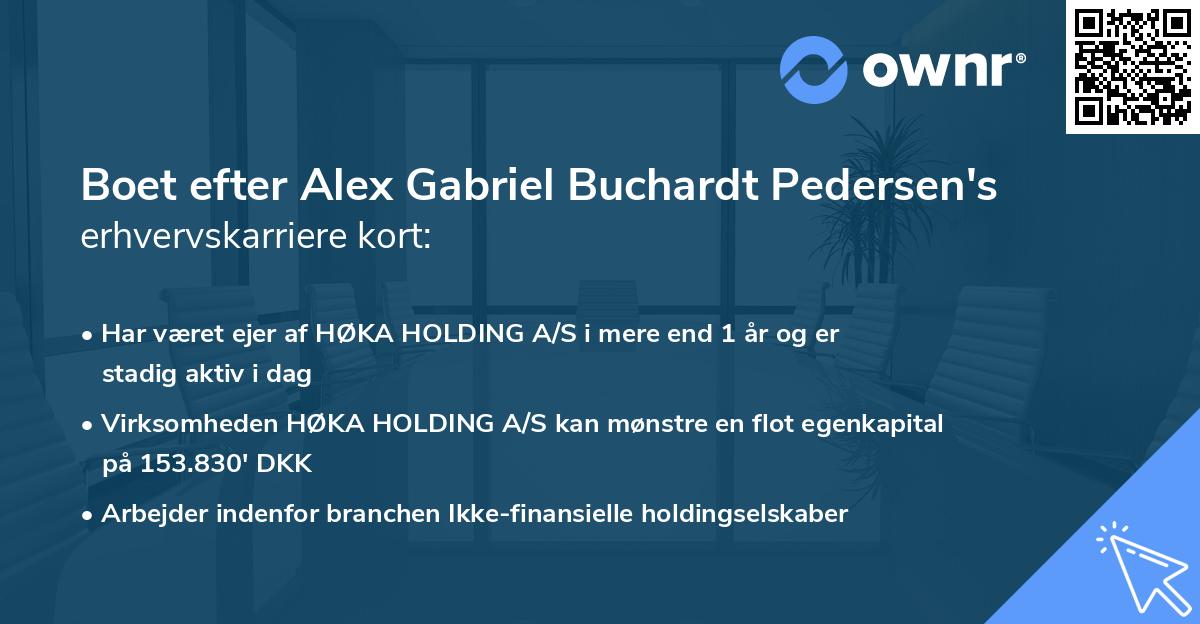 Boet efter Alex Gabriel Buchardt Pedersen's erhvervskarriere kort
