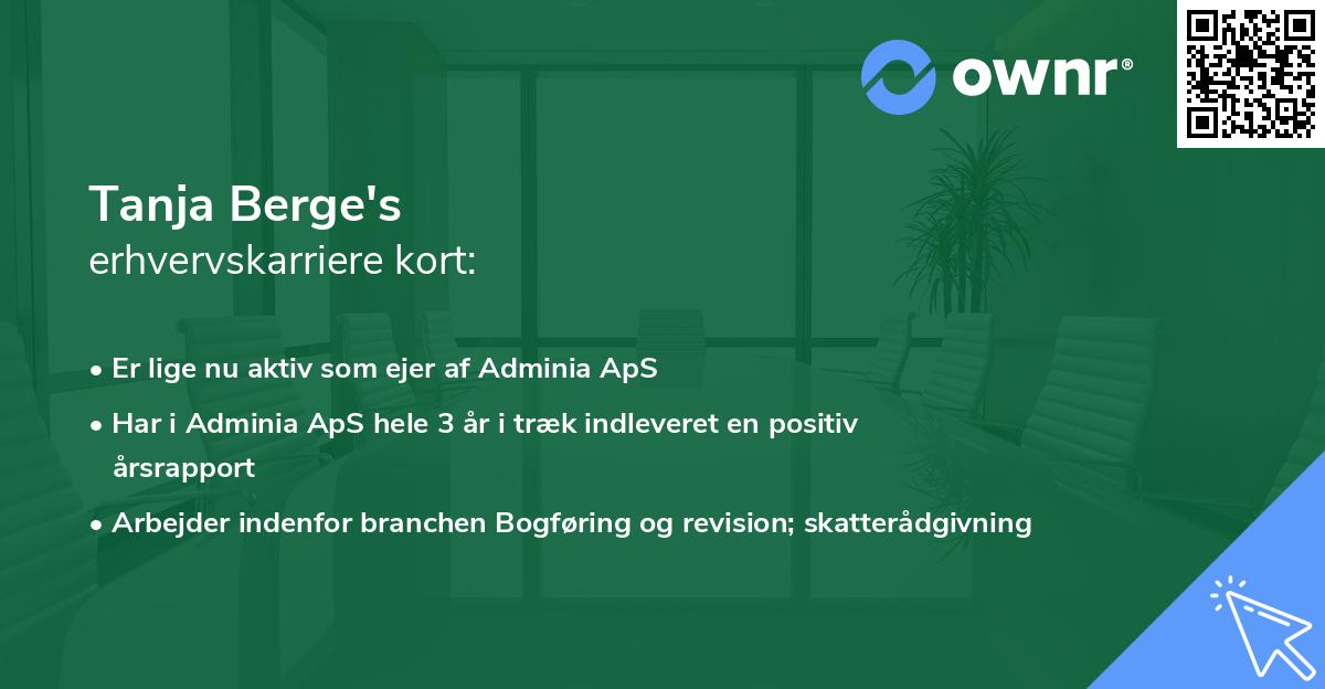Tanja Berge's erhvervskarriere kort