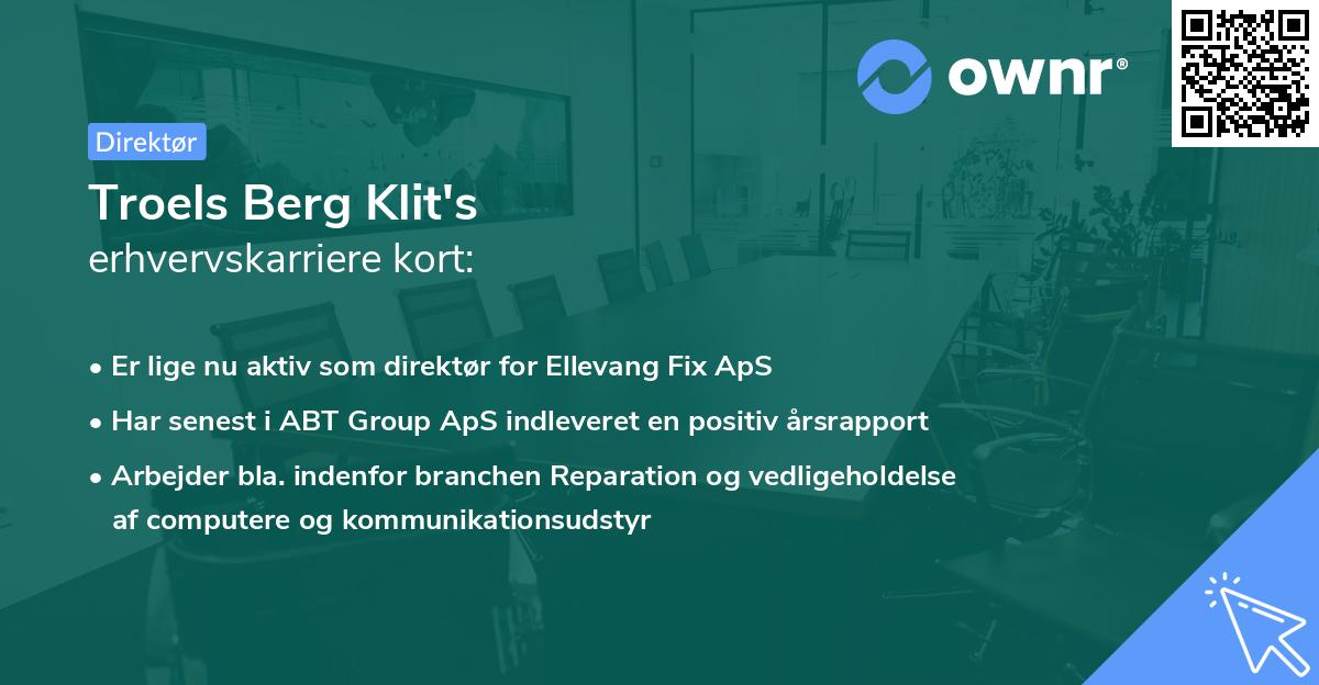 Troels Berg Klit's erhvervskarriere kort