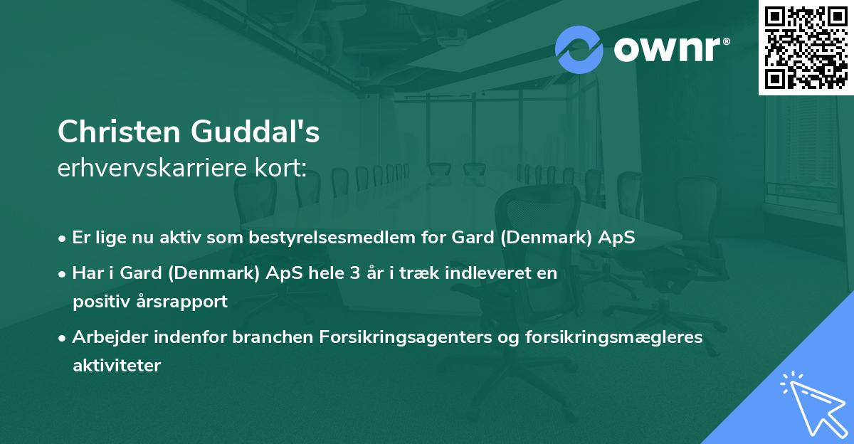 Christen Guddal's erhvervskarriere kort