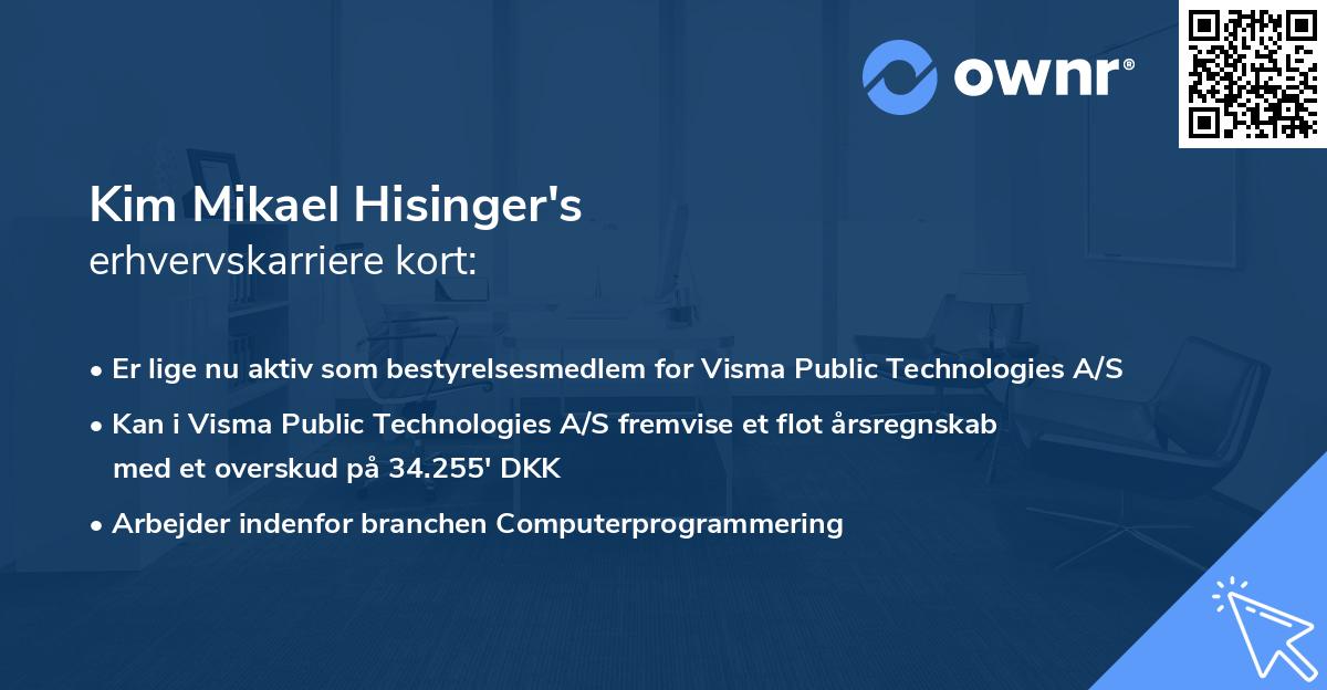 Kim Mikael Hisinger's erhvervskarriere kort