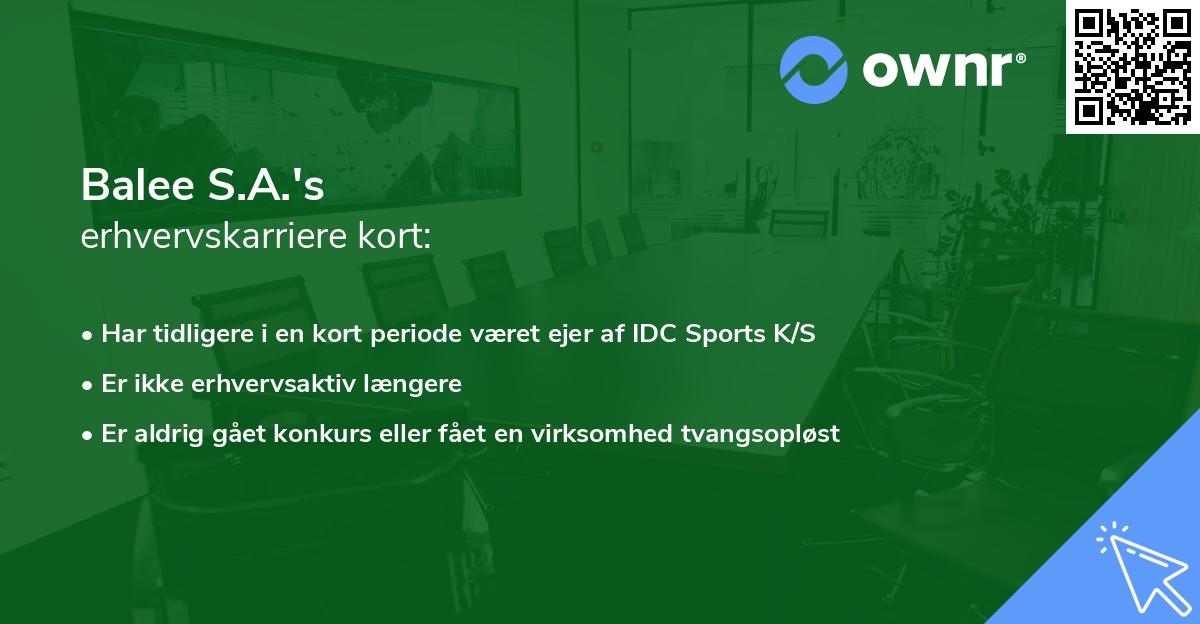 Balee S.A.'s erhvervskarriere kort