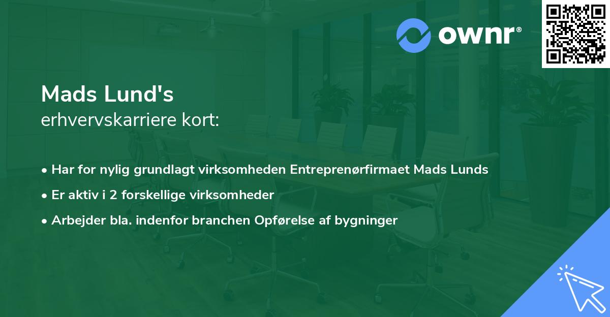 Mads Lund's erhvervskarriere kort