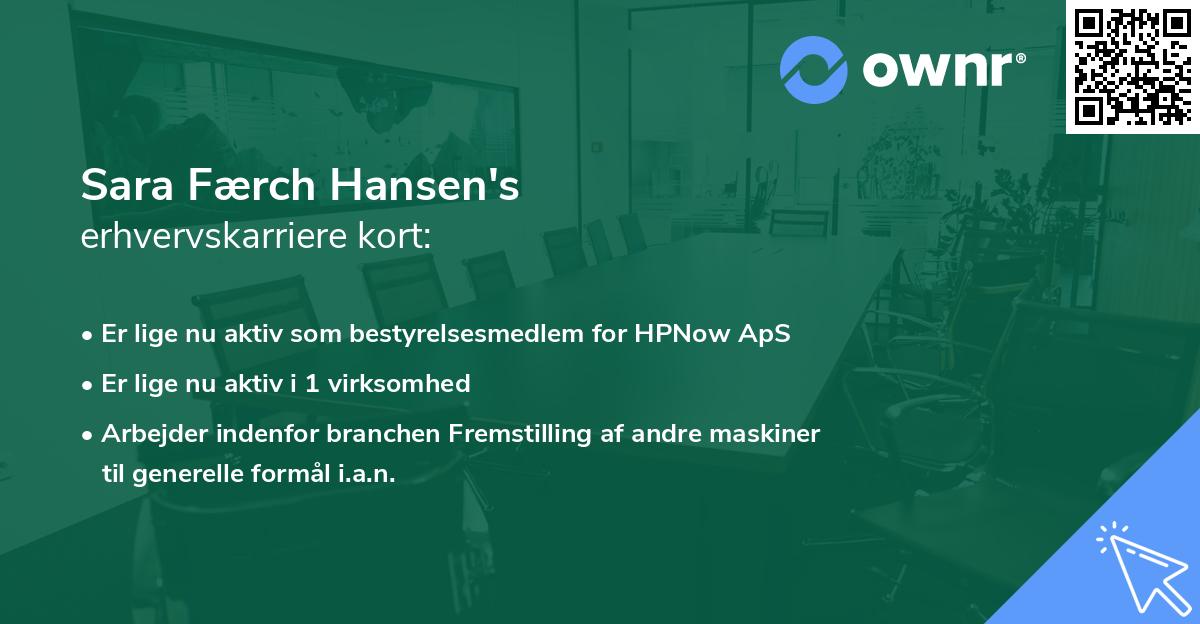 Sara Færch Hansen's erhvervskarriere kort