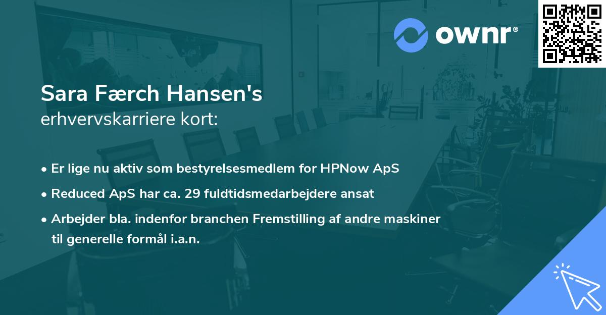 Sara Færch Hansen's erhvervskarriere kort