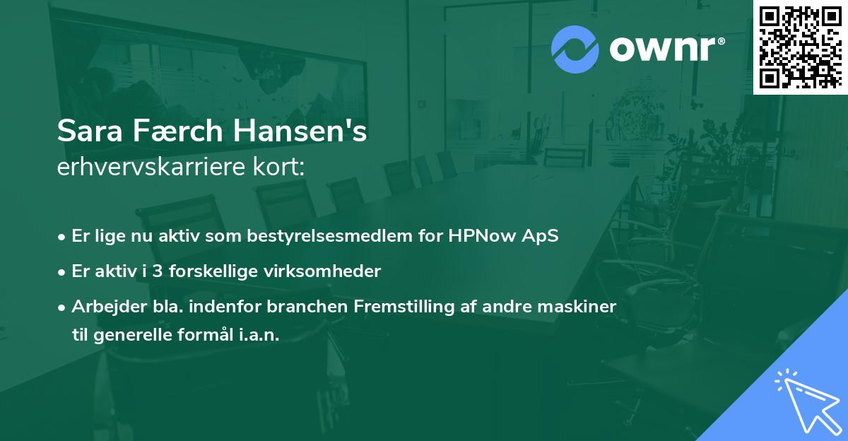 Sara Færch Hansen's erhvervskarriere kort