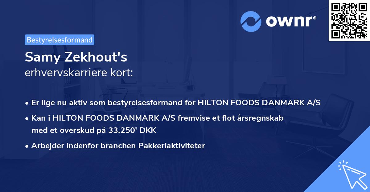 Samy Zekhout's erhvervskarriere kort
