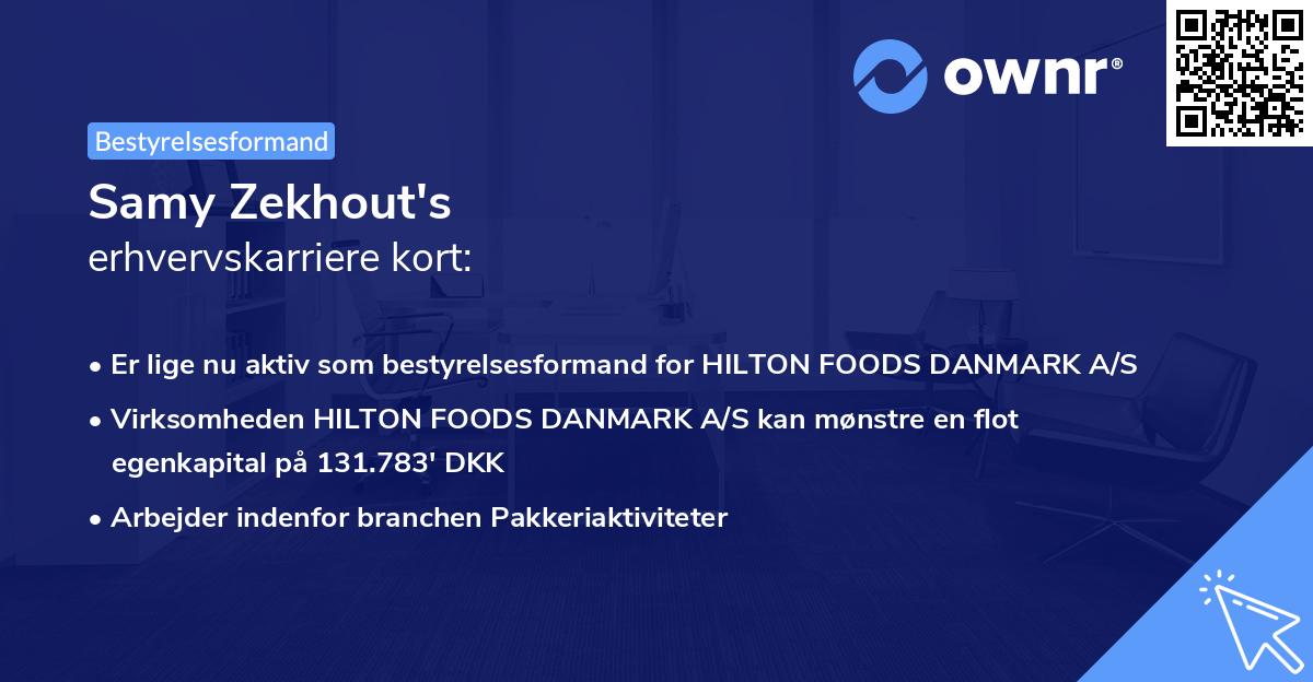 Samy Zekhout's erhvervskarriere kort
