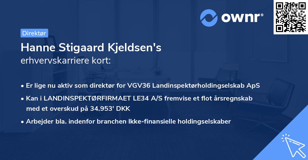 Hanne Stigaard Kjeldsen's erhvervskarriere kort