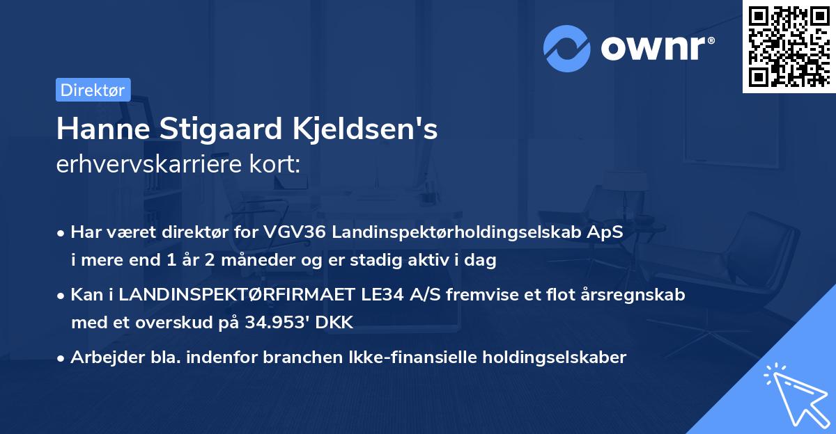 Hanne Stigaard Kjeldsen's erhvervskarriere kort