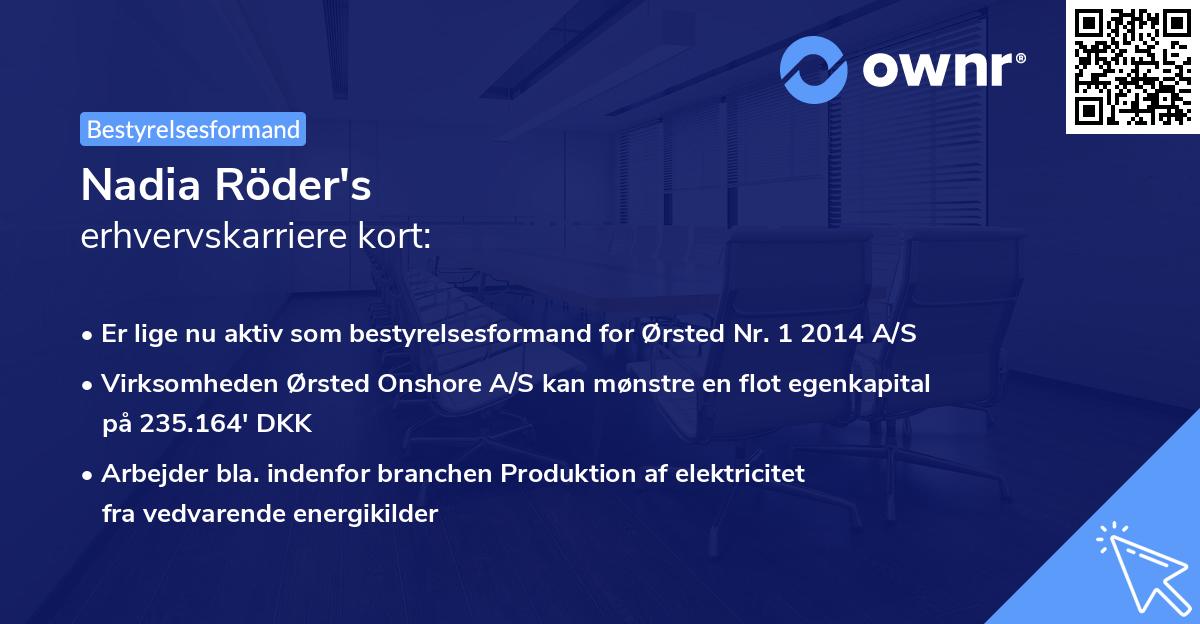 Nadia Röder's erhvervskarriere kort