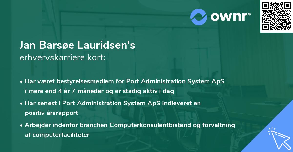 Jan Barsøe Lauridsen's erhvervskarriere kort