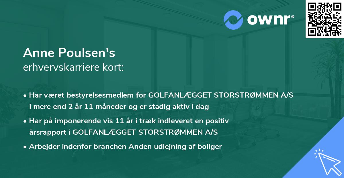 Anne Poulsen's erhvervskarriere kort