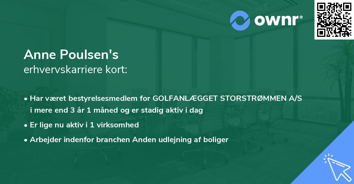 Anne Poulsen's erhvervskarriere kort