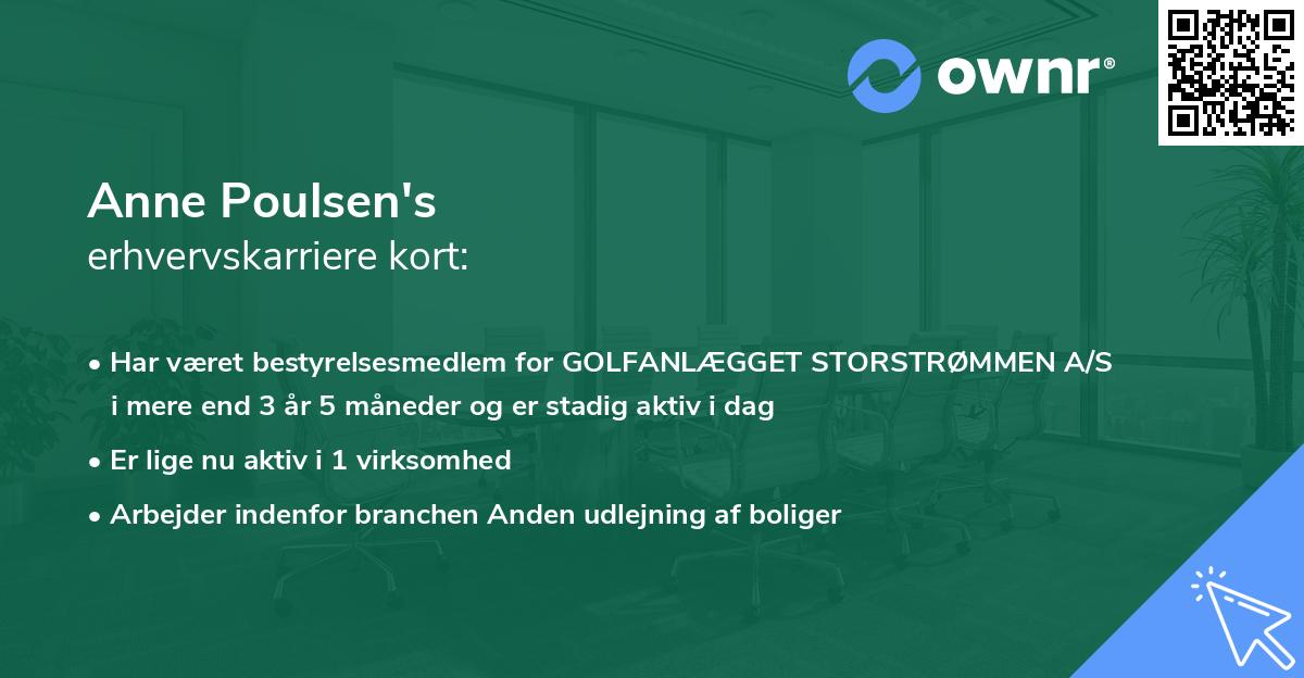 Anne Poulsen's erhvervskarriere kort