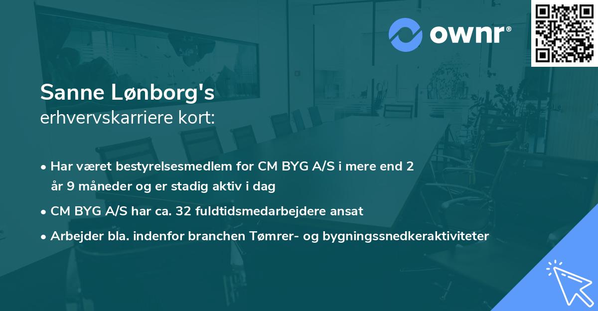 Sanne Lønborg's erhvervskarriere kort