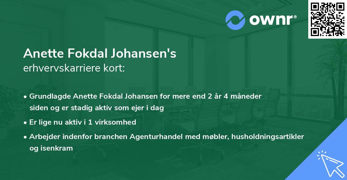 Anette Fokdal Johansen's erhvervskarriere kort