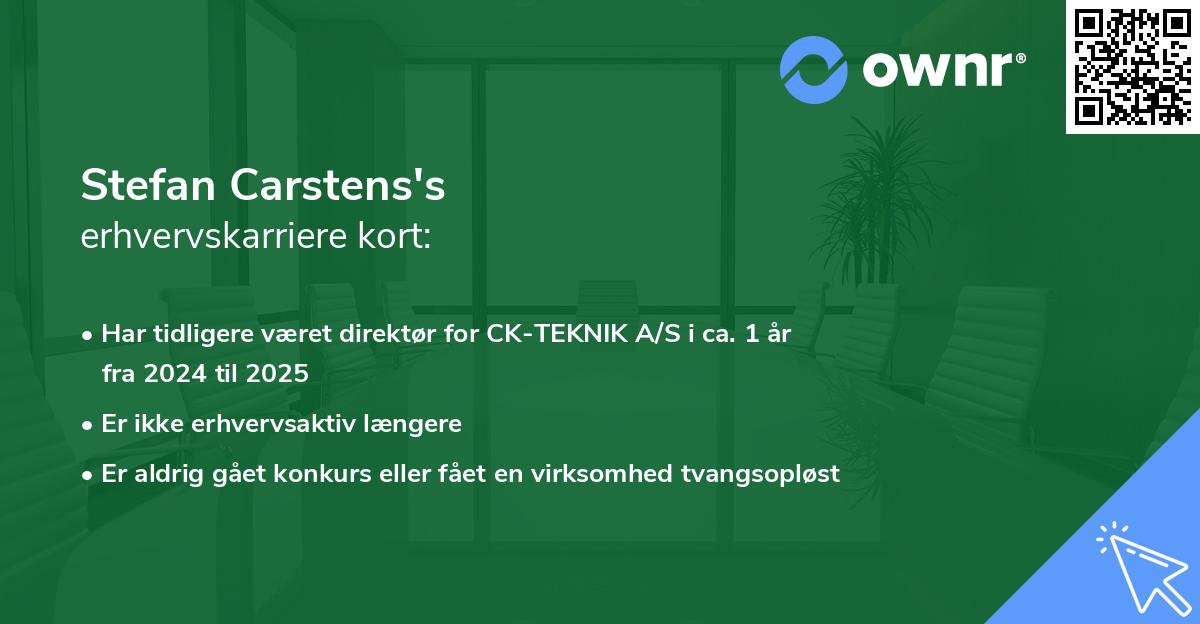 Stefan Carstens's erhvervskarriere kort