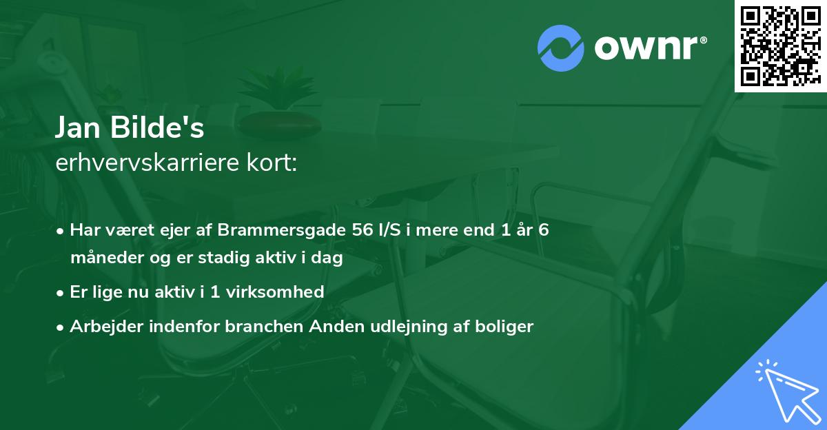 Jan Bilde's erhvervskarriere kort