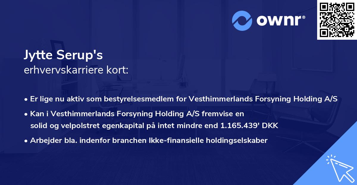 Jytte Serup's erhvervskarriere kort