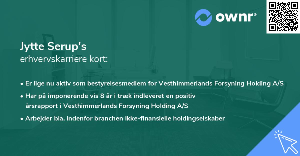Jytte Serup's erhvervskarriere kort