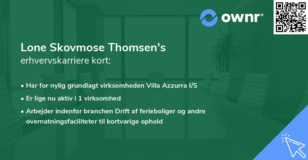 Lone Skovmose Thomsen's erhvervskarriere kort