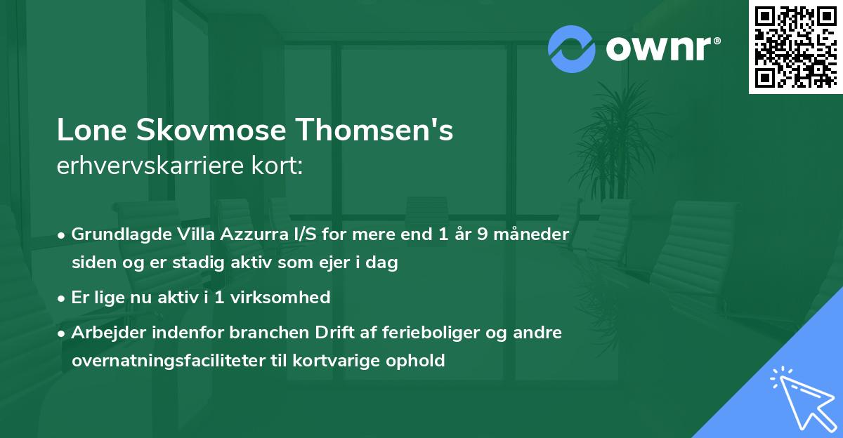 Lone Skovmose Thomsen's erhvervskarriere kort