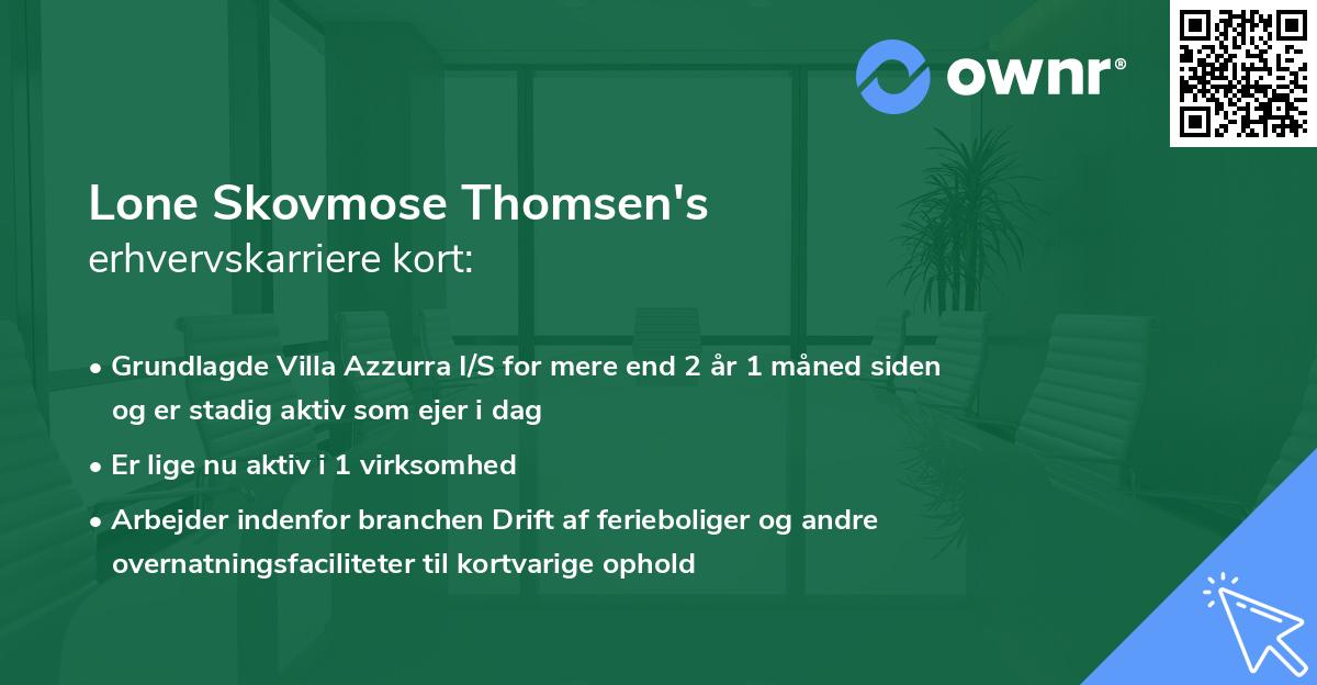 Lone Skovmose Thomsen's erhvervskarriere kort
