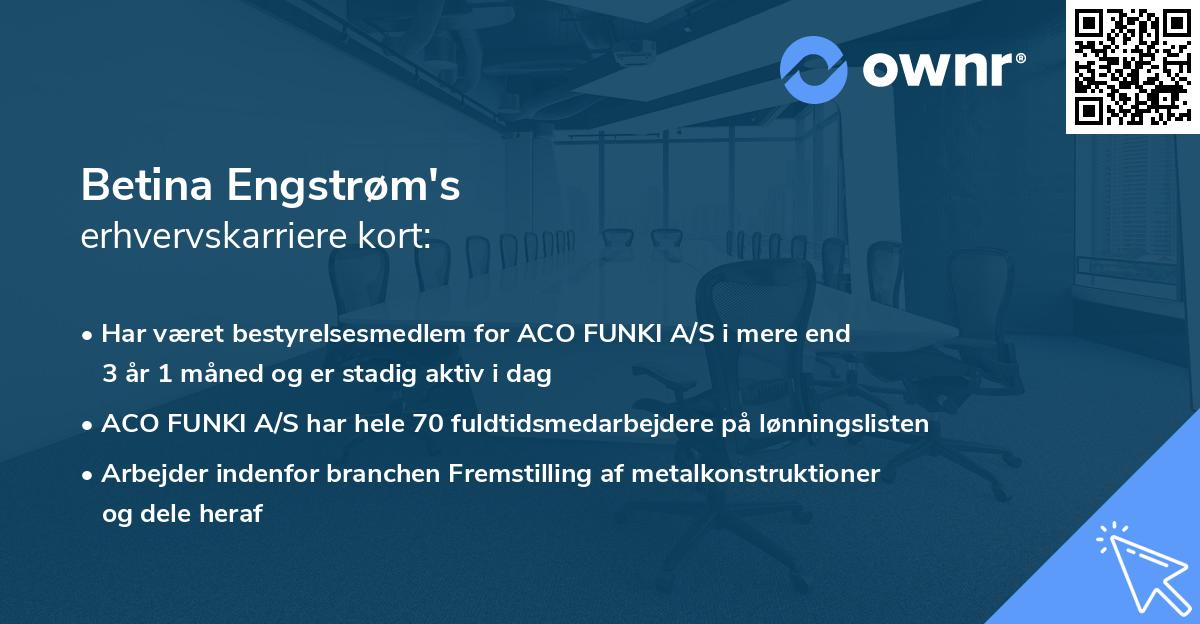 Betina Engstrøm's erhvervskarriere kort