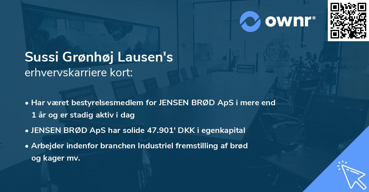 Sussi Grønhøj Lausen's erhvervskarriere kort