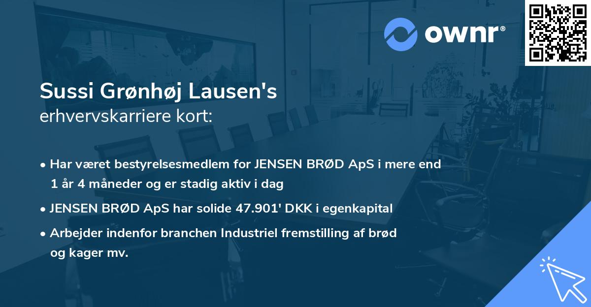 Sussi Grønhøj Lausen's erhvervskarriere kort