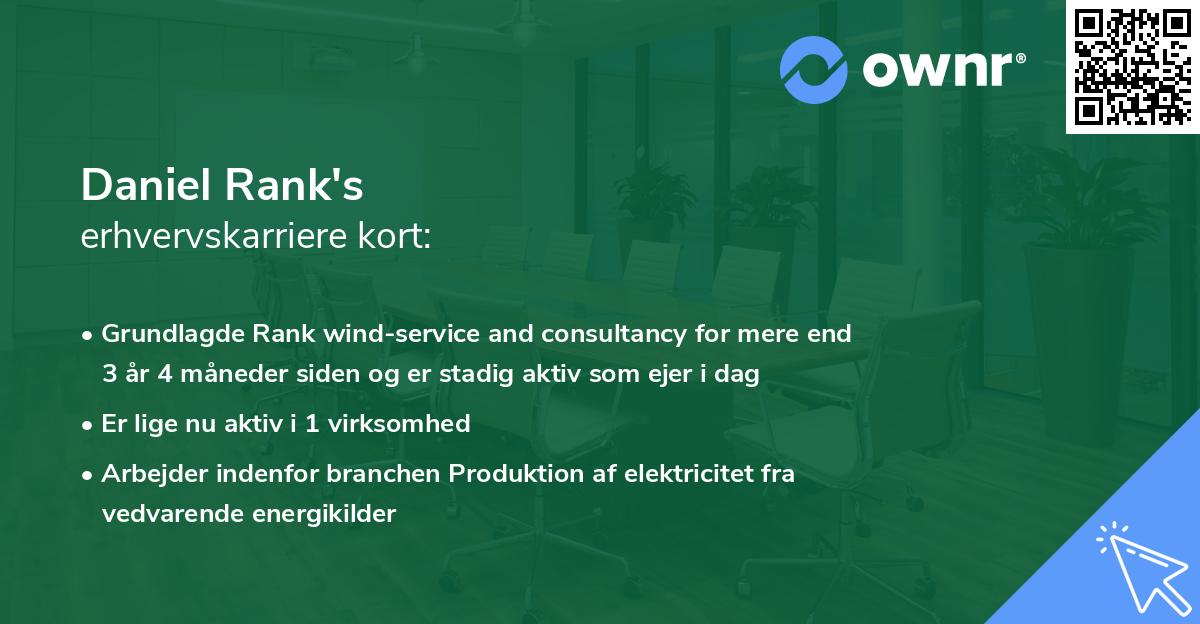 Daniel Rank's erhvervskarriere kort