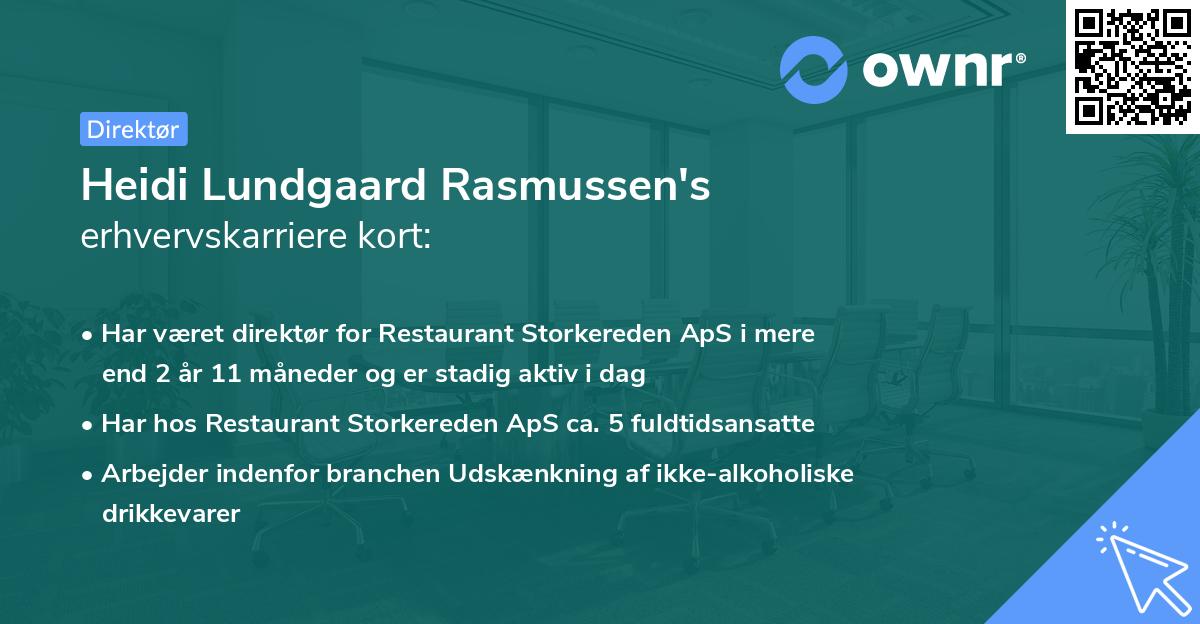 Heidi Lundgaard Rasmussen's erhvervskarriere kort