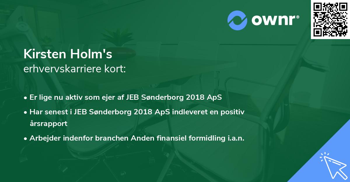 Kirsten Holm's erhvervskarriere kort