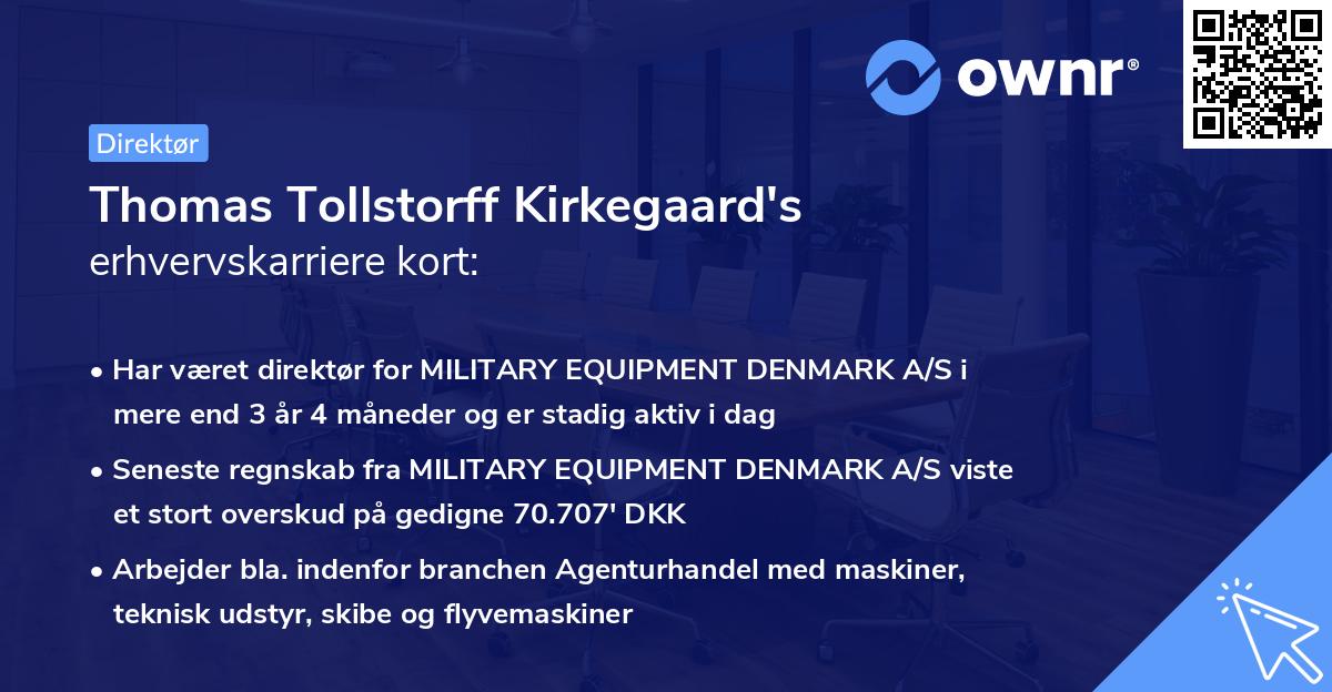 Thomas Tollstorff Kirkegaard's erhvervskarriere kort