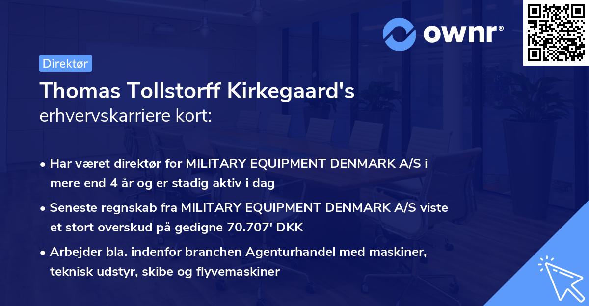 Thomas Tollstorff Kirkegaard's erhvervskarriere kort