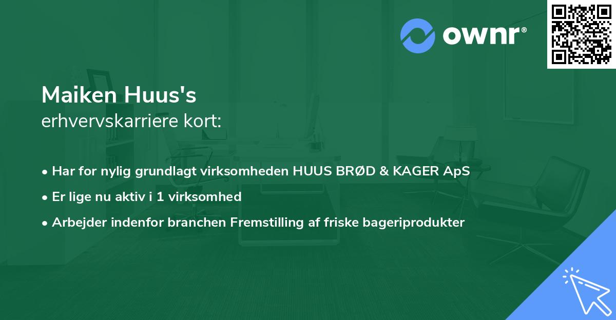 Maiken Huus's erhvervskarriere kort