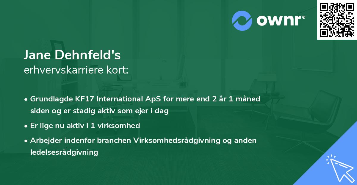 Jane Dehnfeld's erhvervskarriere kort