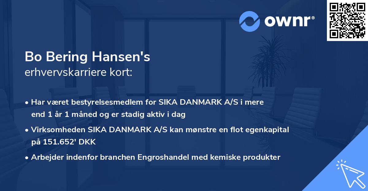 Bo Bering Hansen's erhvervskarriere kort