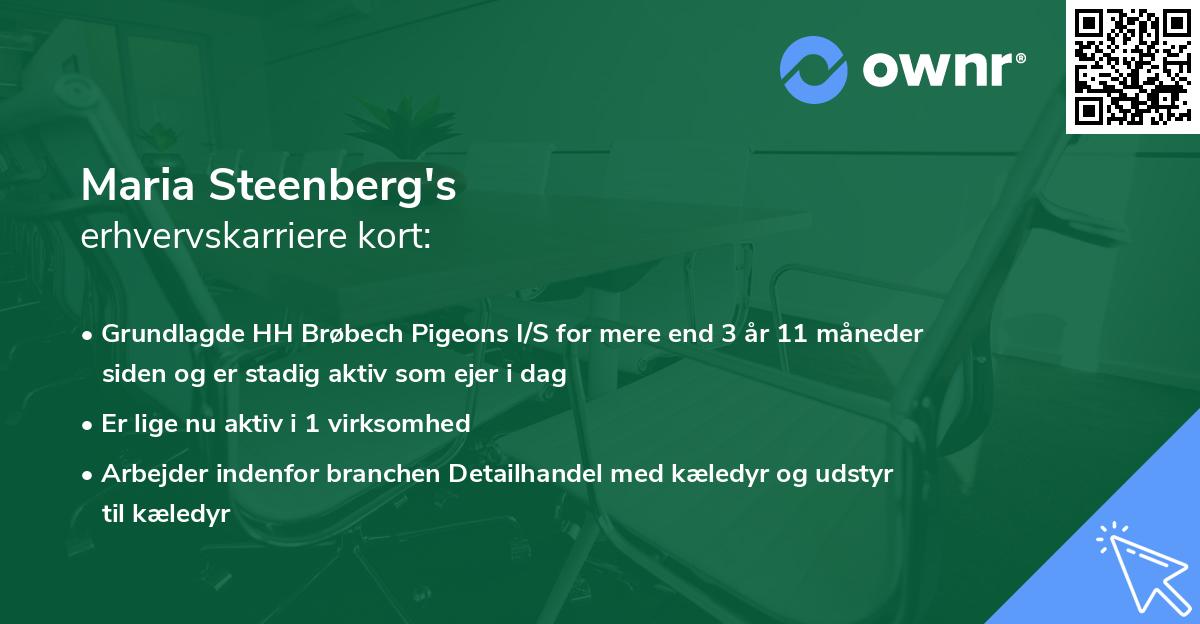 Maria Steenberg's erhvervskarriere kort