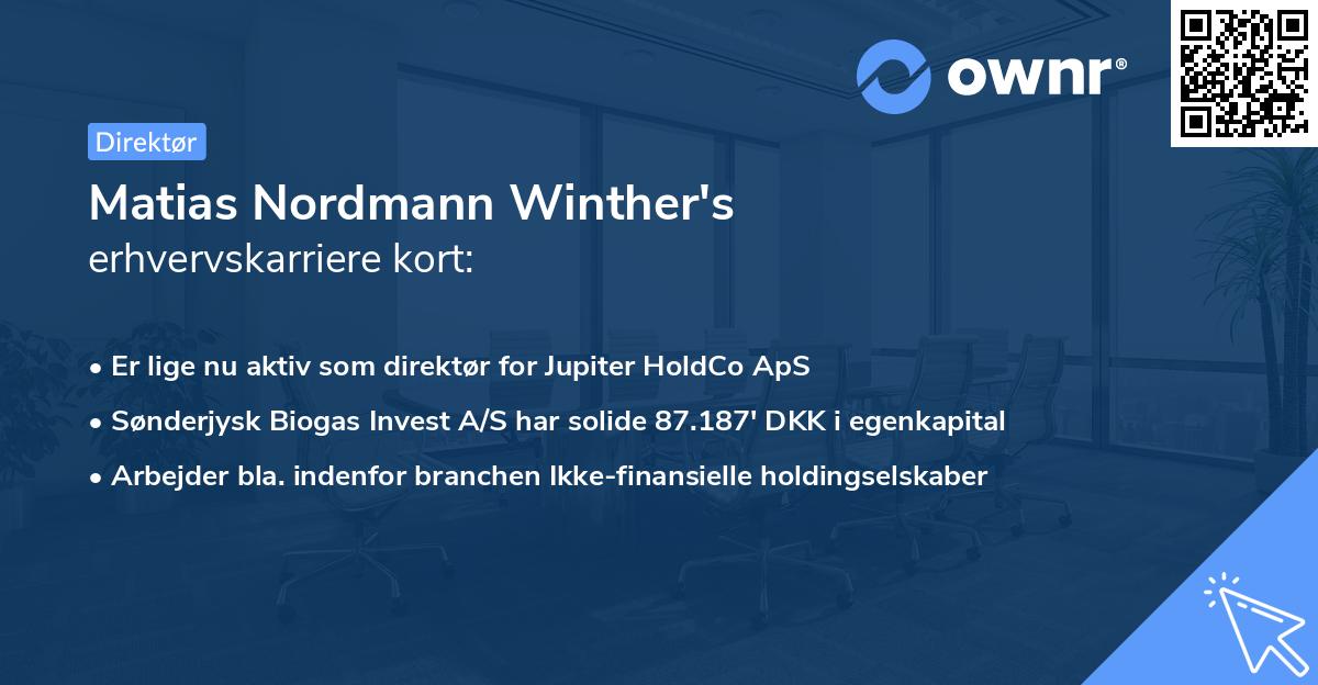 Matias Nordmann Winther's erhvervskarriere kort