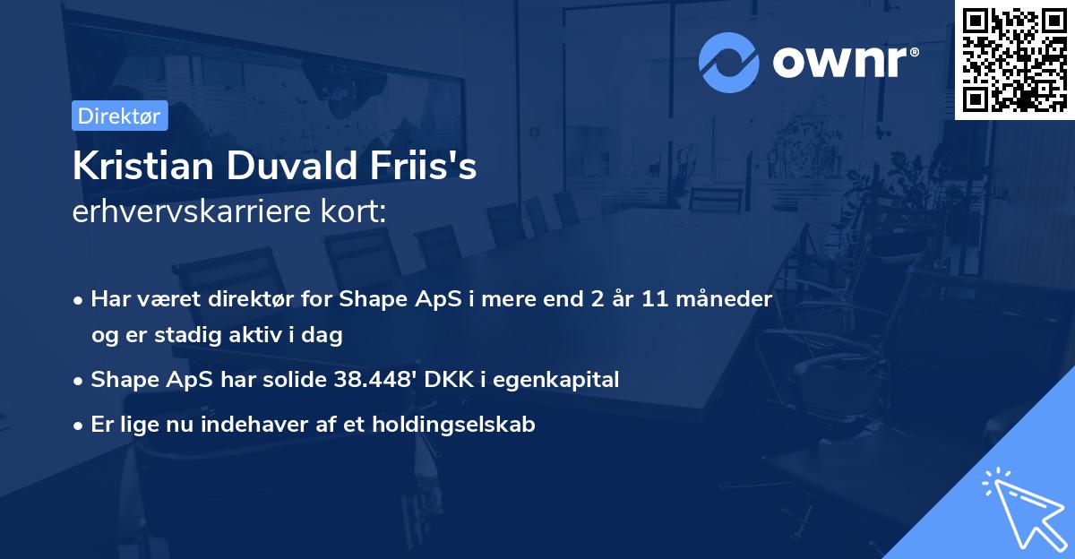 Kristian Duvald Friis's erhvervskarriere kort