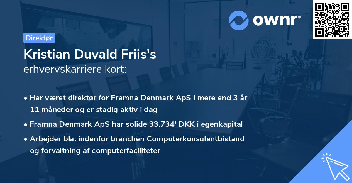 Kristian Duvald Friis's erhvervskarriere kort